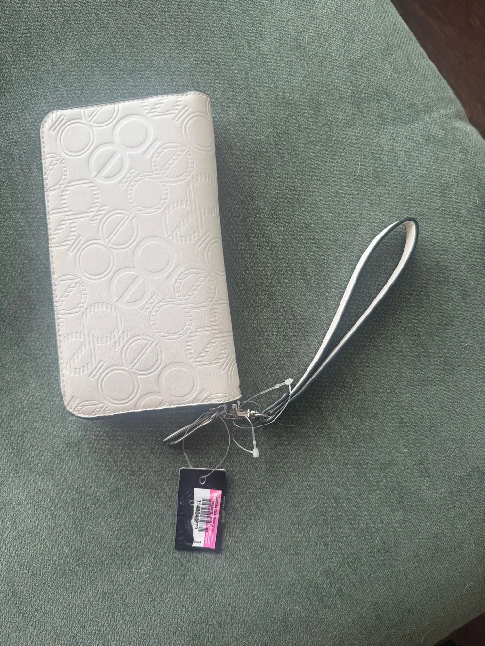 CLŌE White Embossed Zip-Around Phone Wallet Wristlet